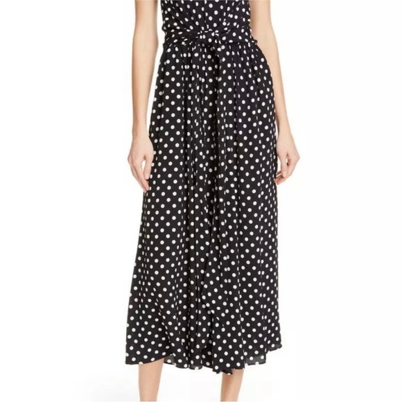 Kate Spade | Lia Black Polka Dot Jumpsuit with tie belt wide leg cropped - Picture 5 of 10
